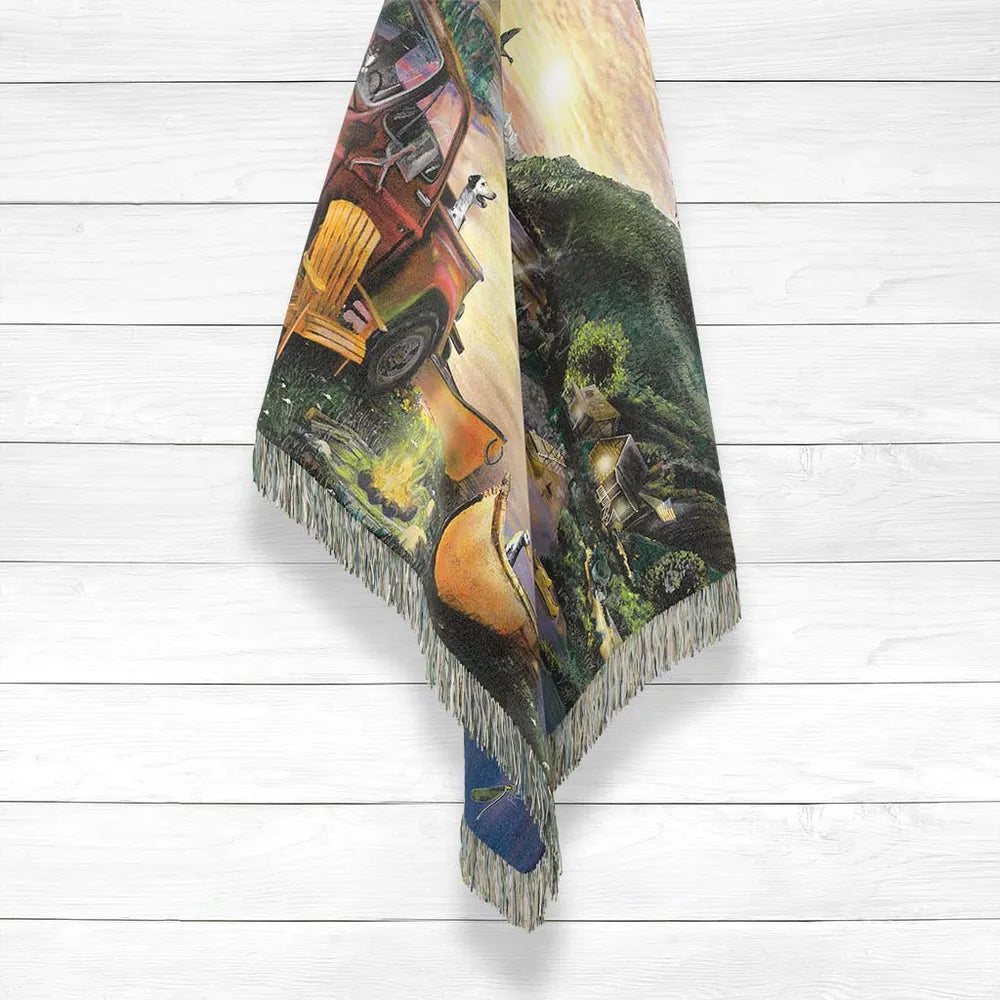 Sunset Lake Woven Throw Blanket