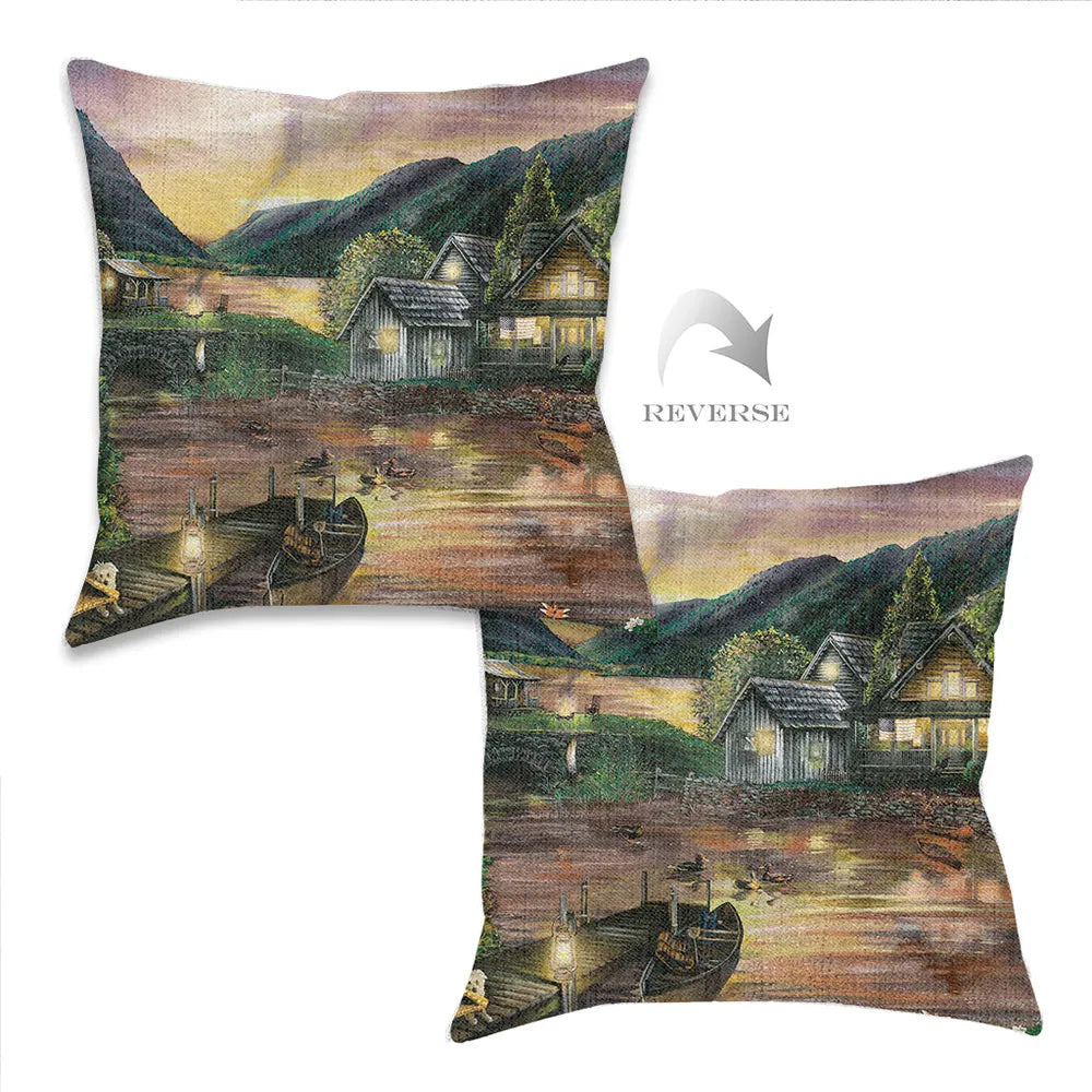 Scenic Lake Indoor Woven Decorative Pillow