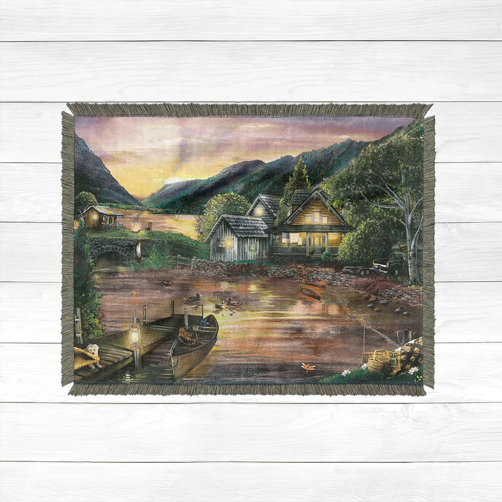 Scenic Lake Woven Throw Blanket