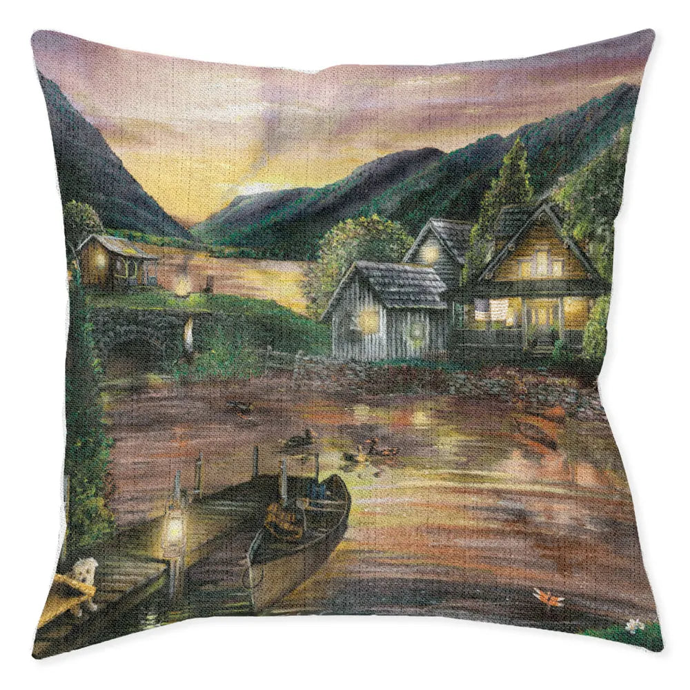 Scenic Lake Indoor Woven Decorative Pillow