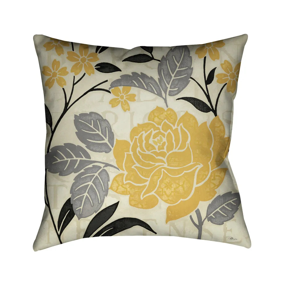 Perfect Petals I Yellow Indoor Decorative Pillow 