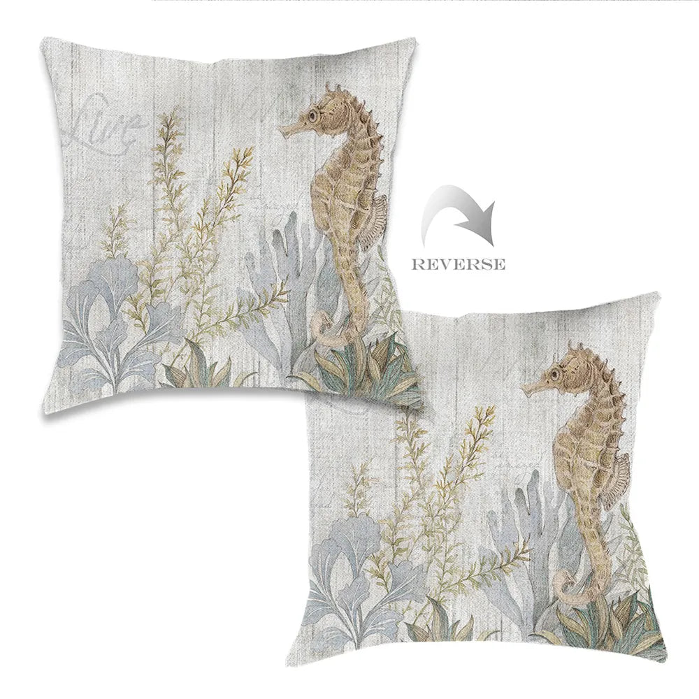 Seahorse Seaweed Indoor Woven Decorative Pillow