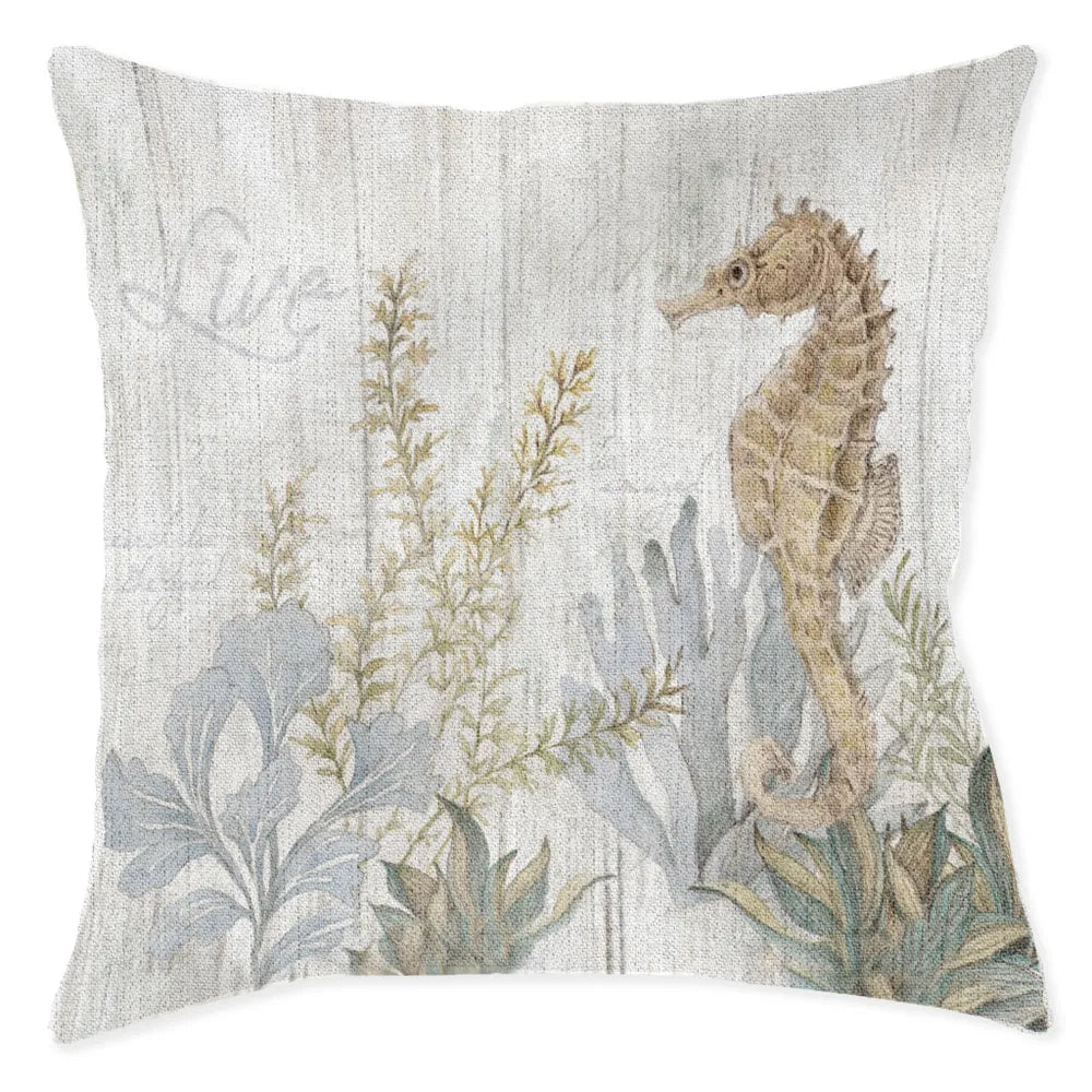 Seahorse Seaweed Indoor Woven Decorative Pillow
