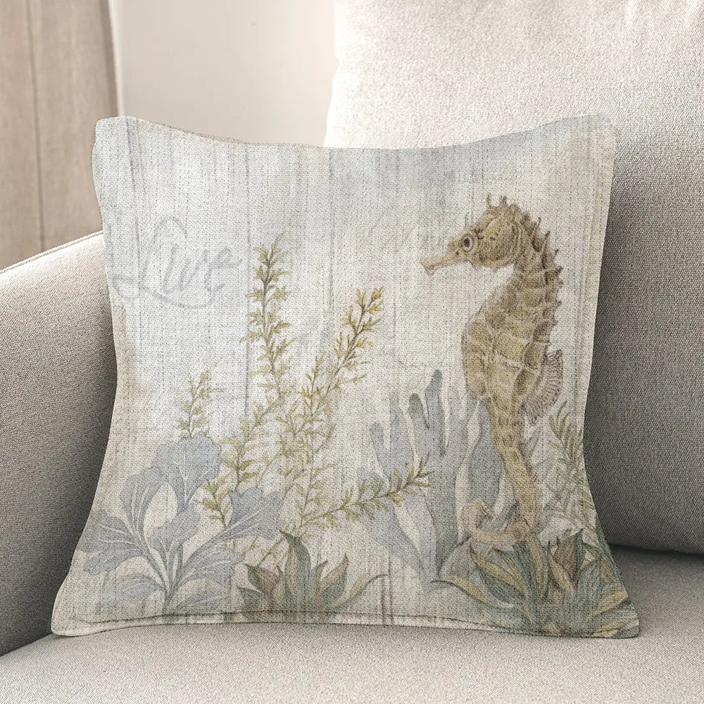 Seahorse Seaweed Indoor Woven Decorative Pillow