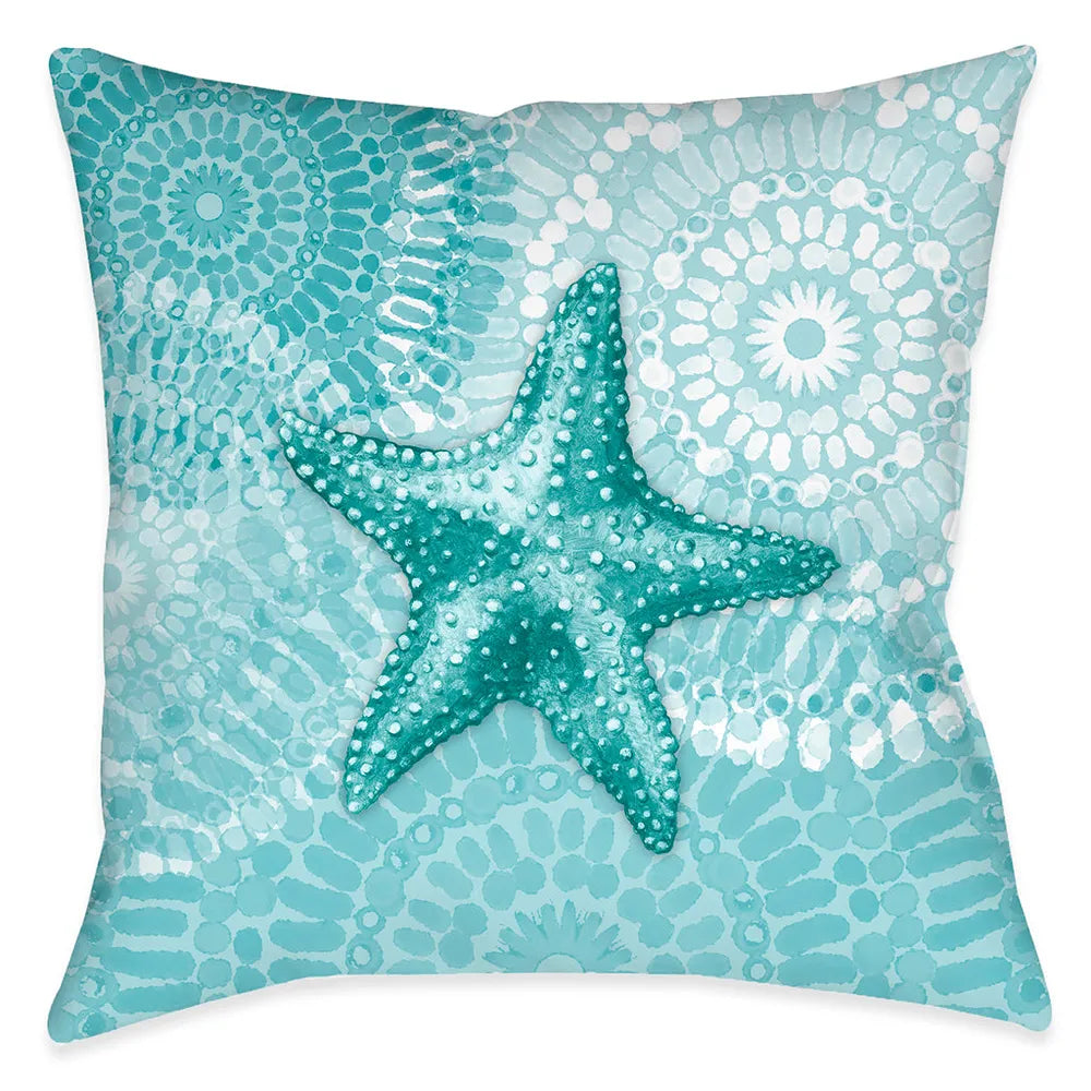 Sea Life Medallion Starfish Outdoor Decorative Pillow