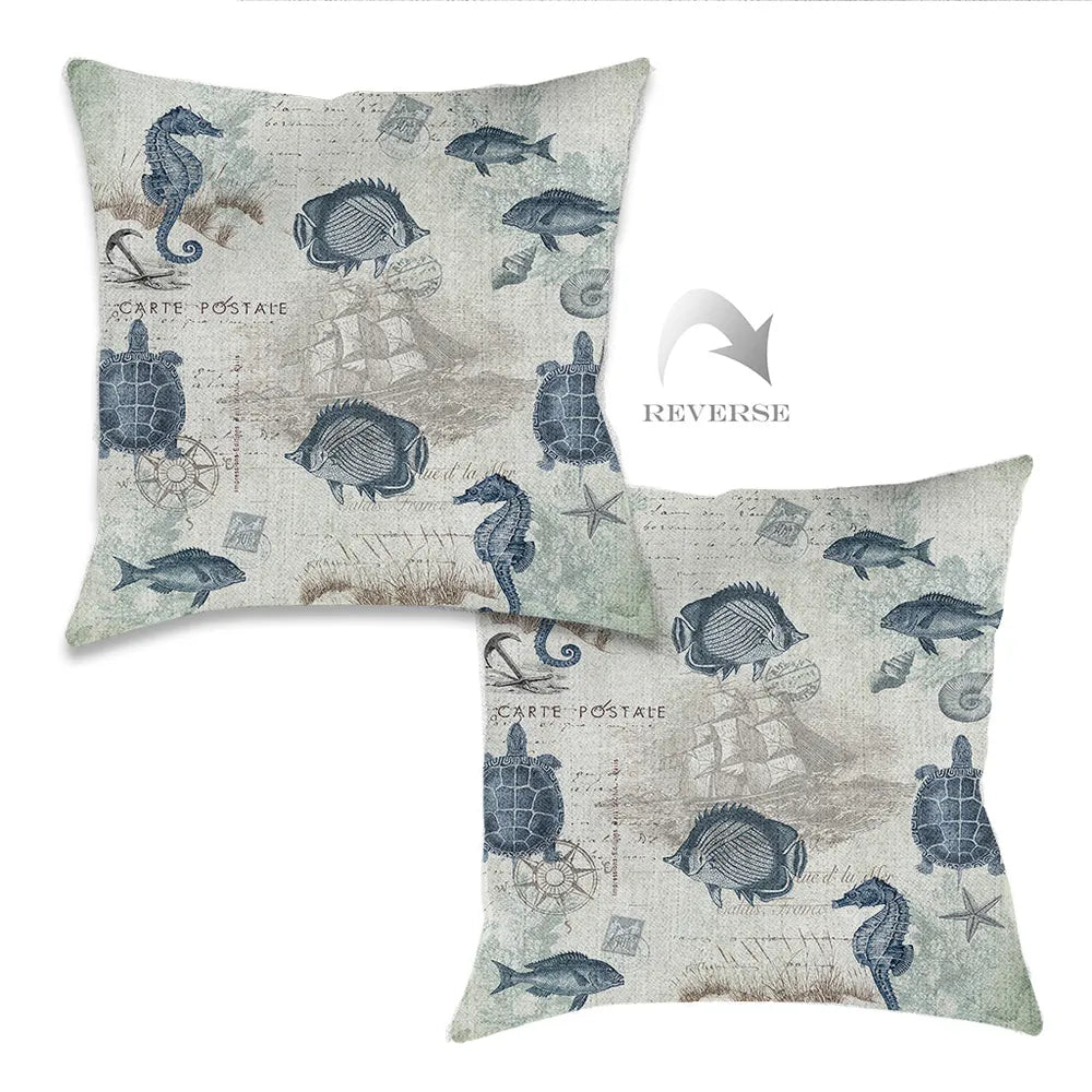 Seaside Postcard Indoor Woven Decorative Pillow