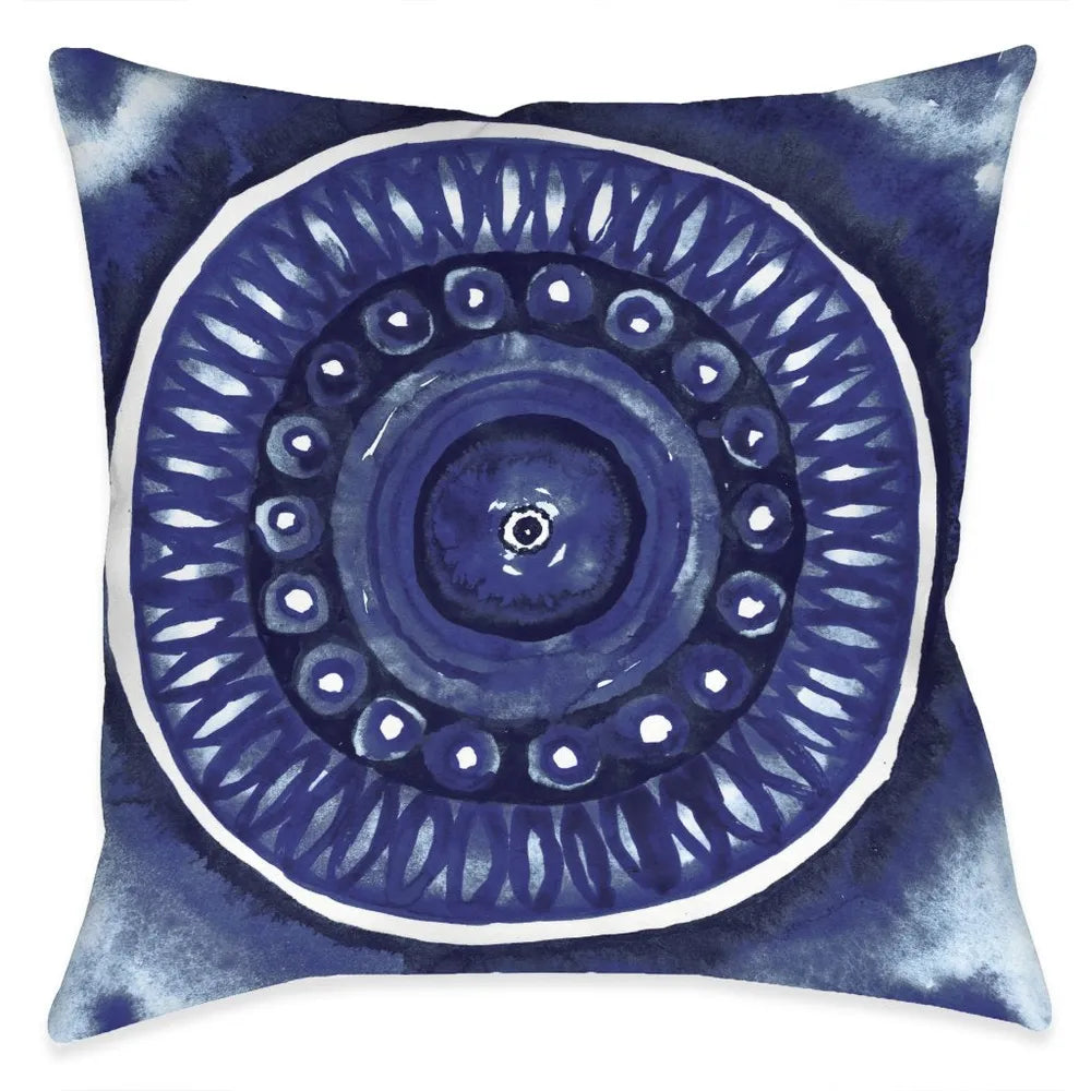Indigo Shibori Round Indoor Decorative Pillow
