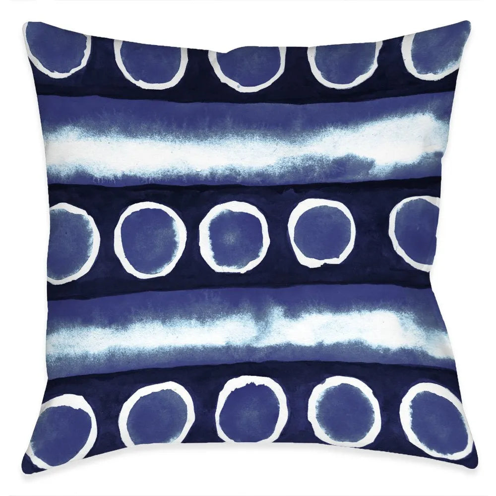 Indigo Shibori Stripes Outdoor Decorative Pillow