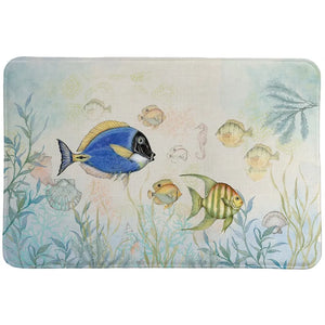 Shoreline Blue and Yellow Fish Memory Foam Rug