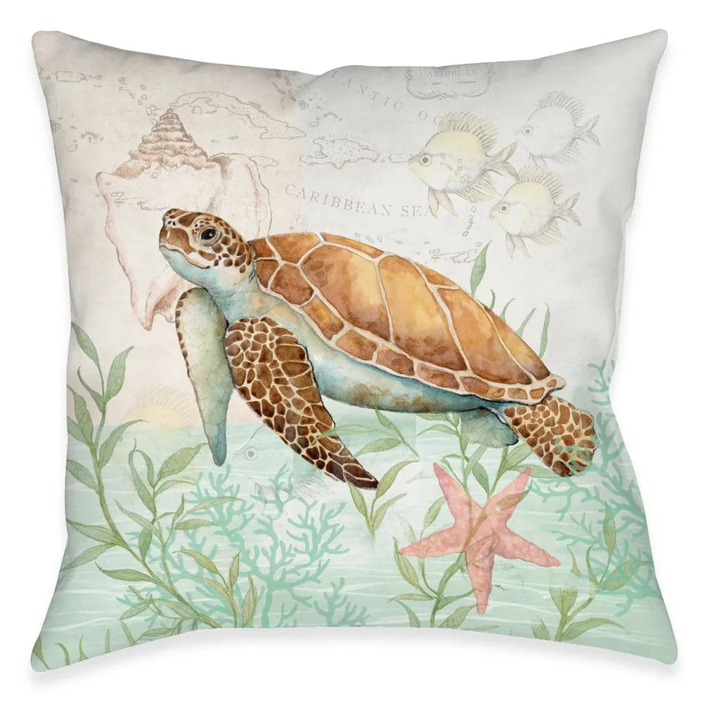 Shoreline Turtle Outdoor Decorative Pillow