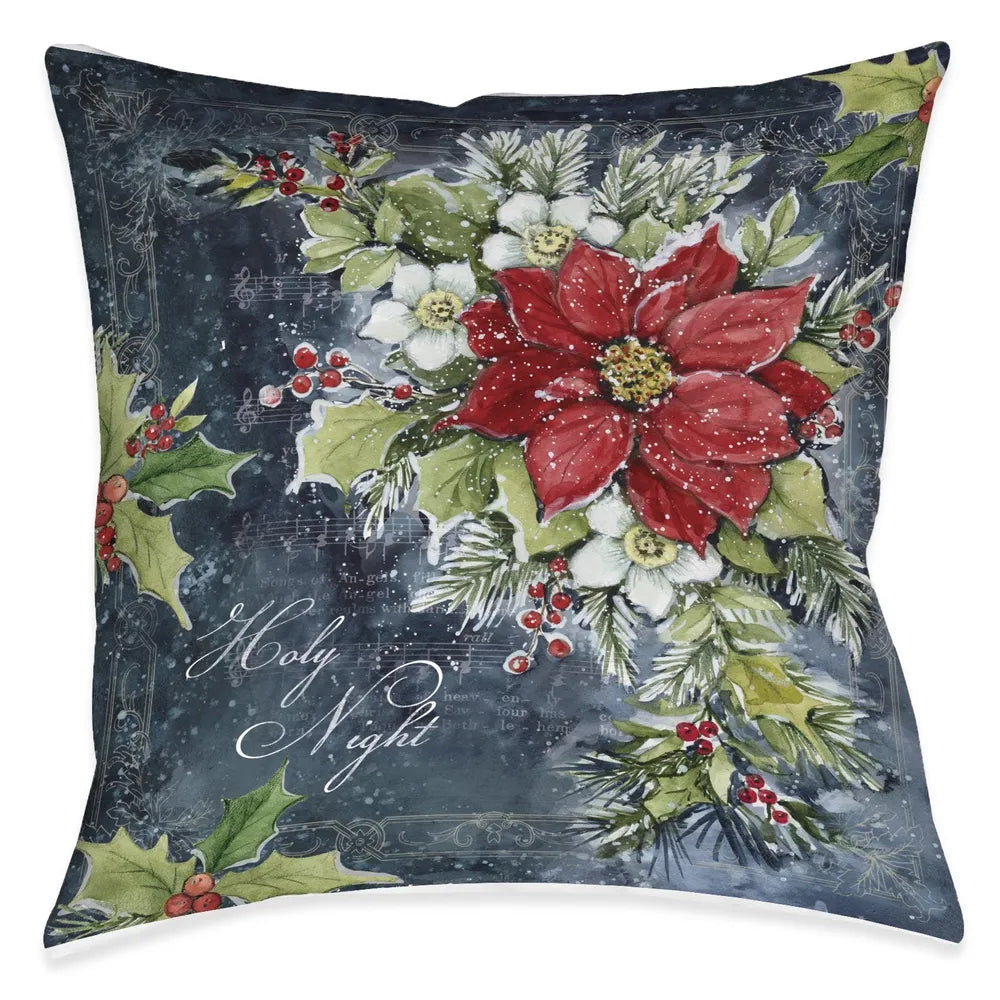 Silent Night Poinsettia Indoor Decorative Pillow