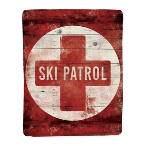 Red Ski Patrol Sherpa Throw Blanket 