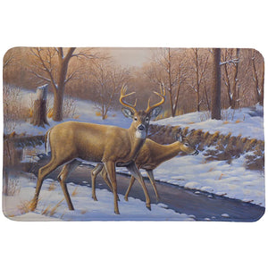 Snowy Deer Creekside Memory Foam Rug