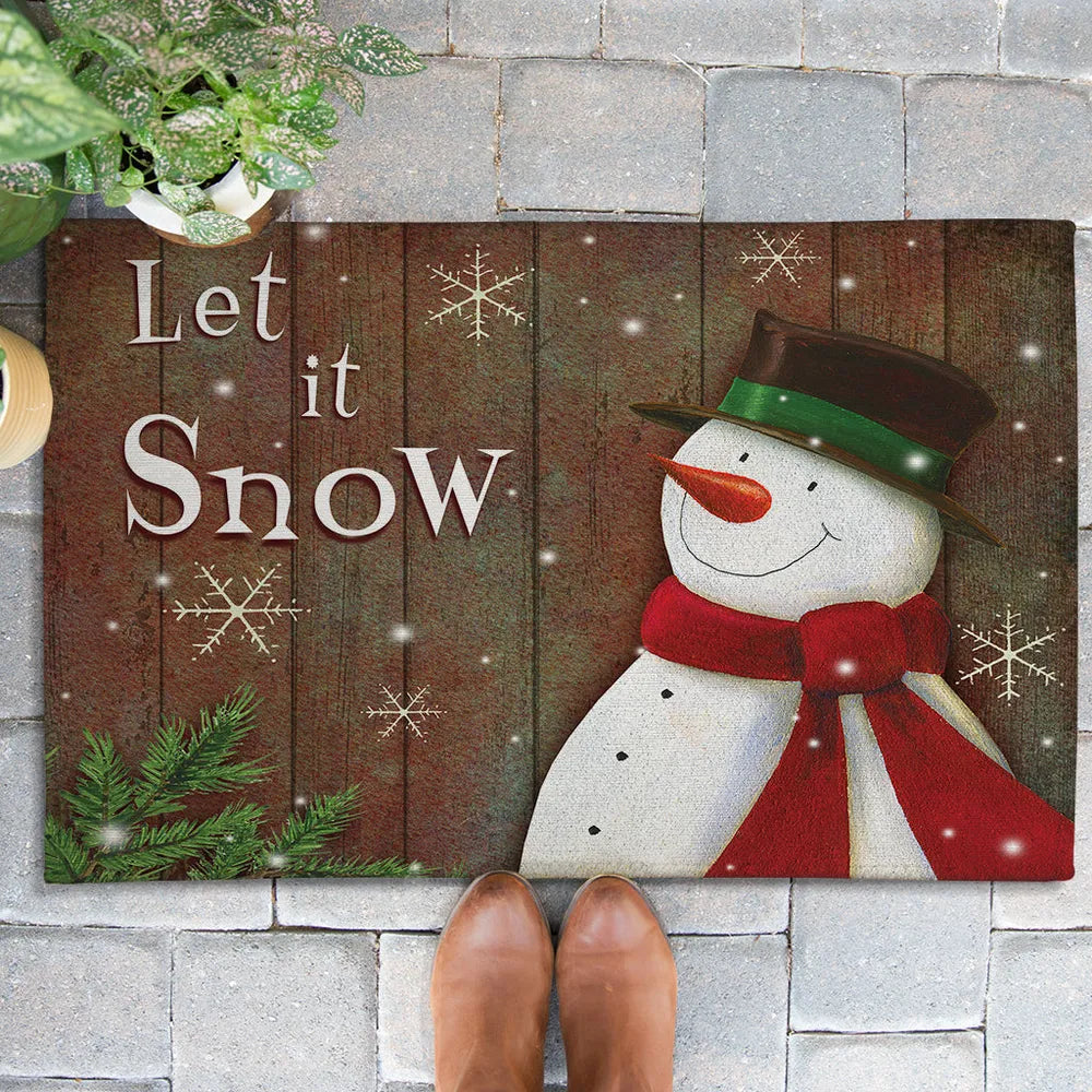 Let It Snow Door Mat Christmas Doormat Snowflake Decor Winter