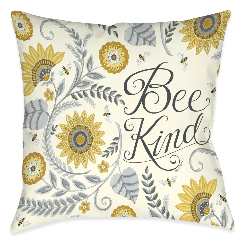 Sophisticated Bees Bee Kind Outdoor Decorative Pillow