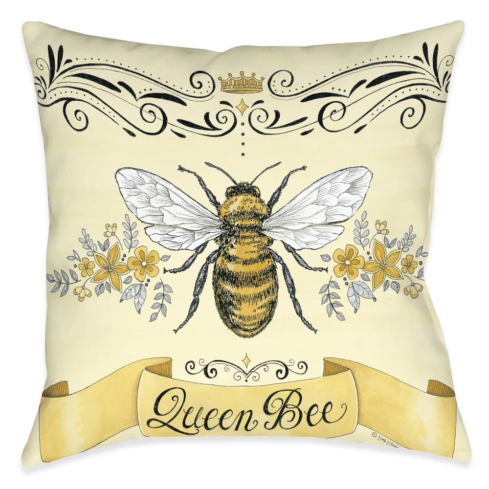 Sophisticated Bees Queen Outdoor Decorative Pillow