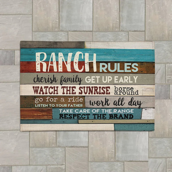 Southwest Ranch Rules Outdoor Area Rug - Laural Home