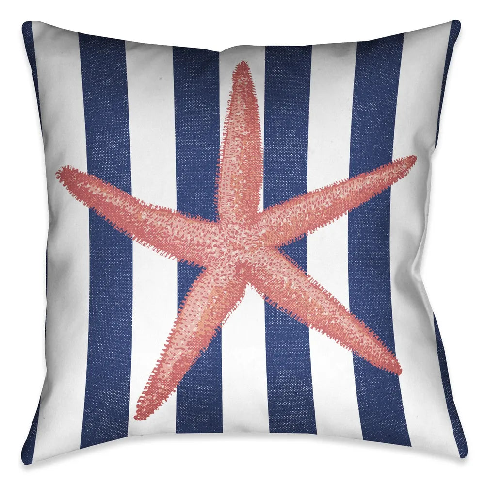 Starfish Stripe Outdoor Decorative Pillow