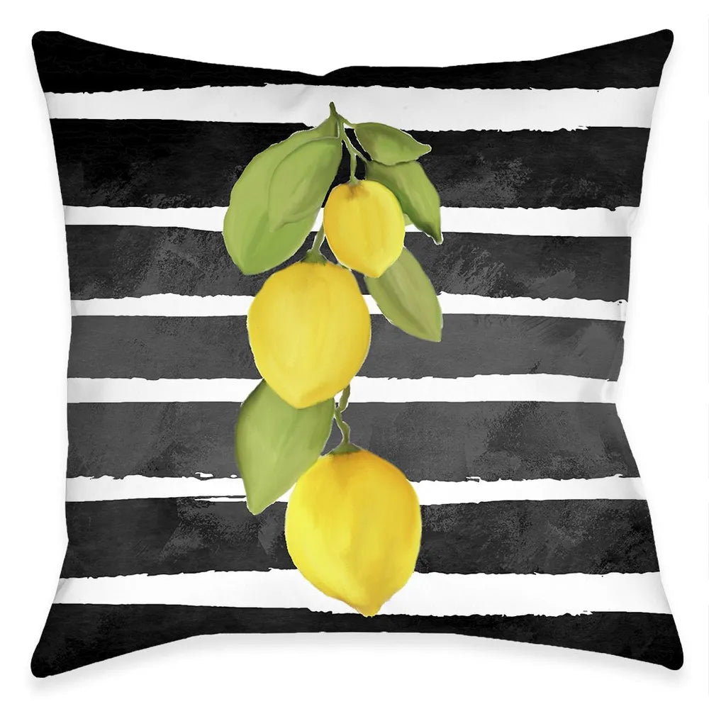 Striped Lemons Outdoor Decorative Pillow