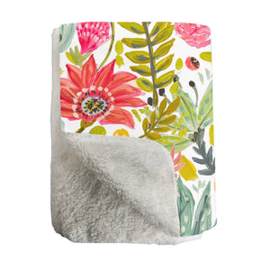 Succulent Floral Sherpa Throw Blanket