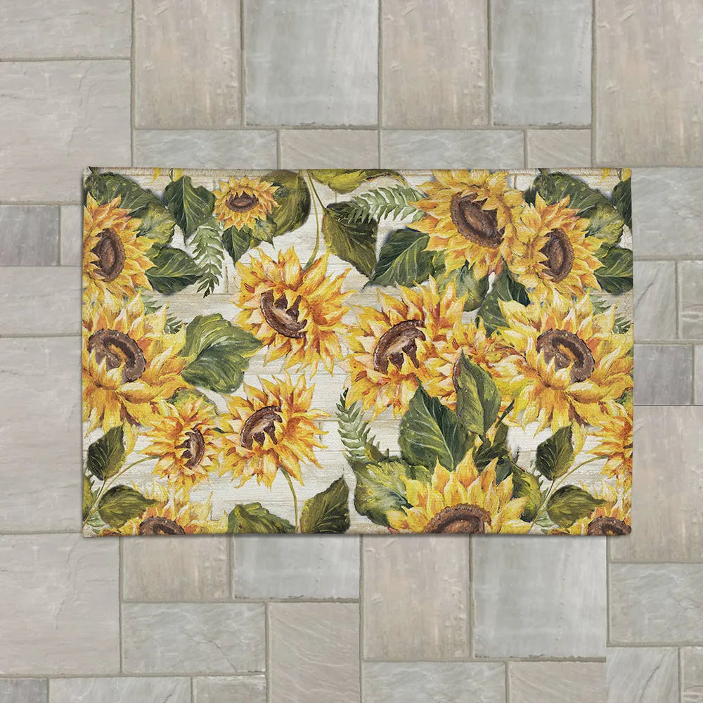 Sunflower on Shiplap Outdoor Area Rug - Laural Home