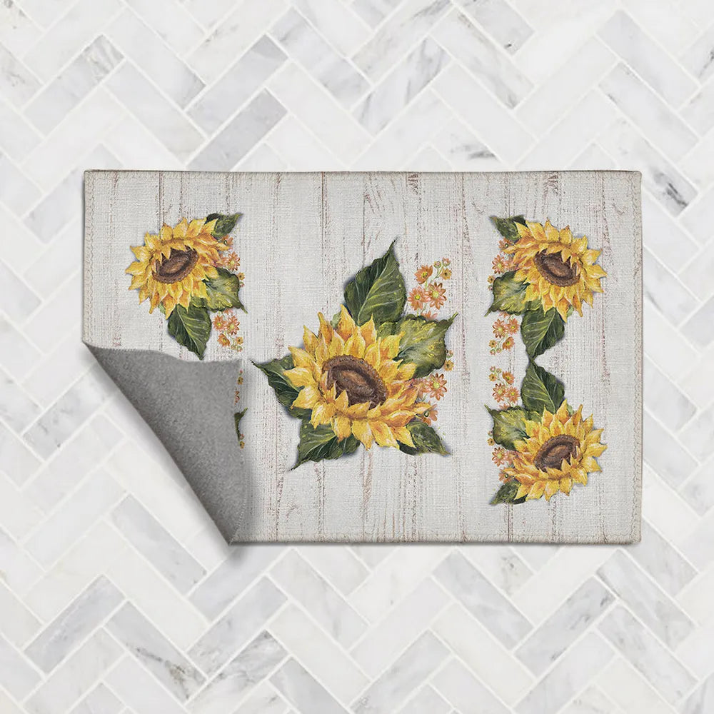 Sunflower on Shiplap Accent Rug