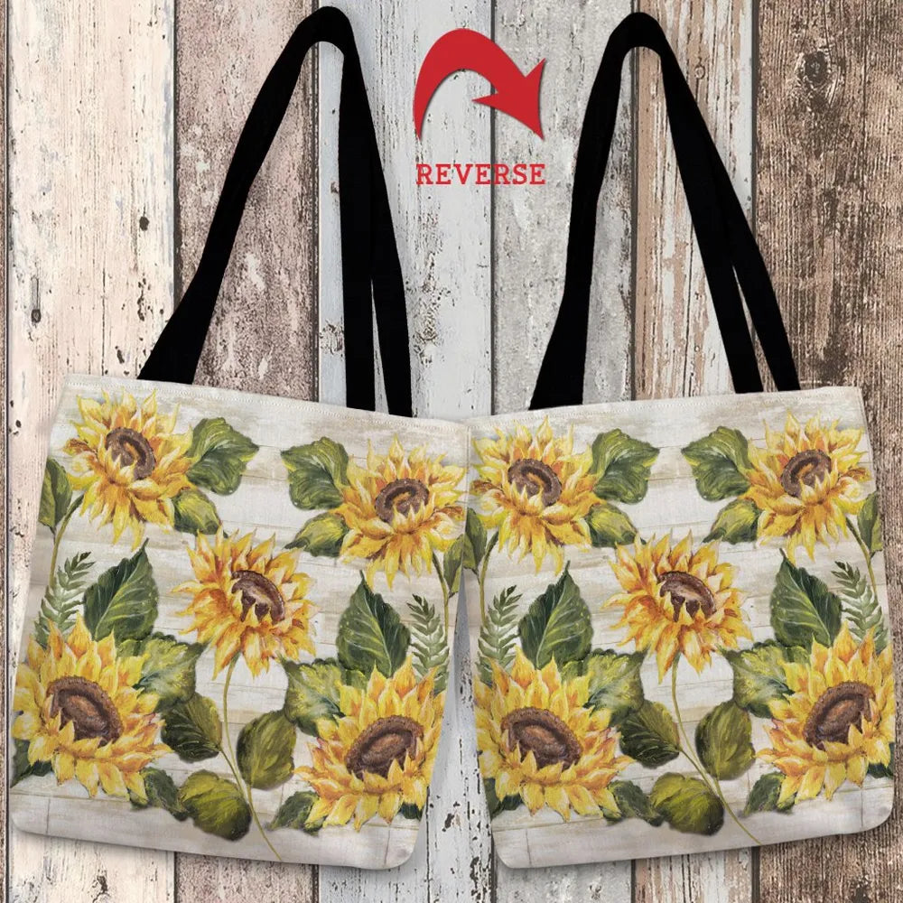 Sunflower on Shiplap Tote Bag