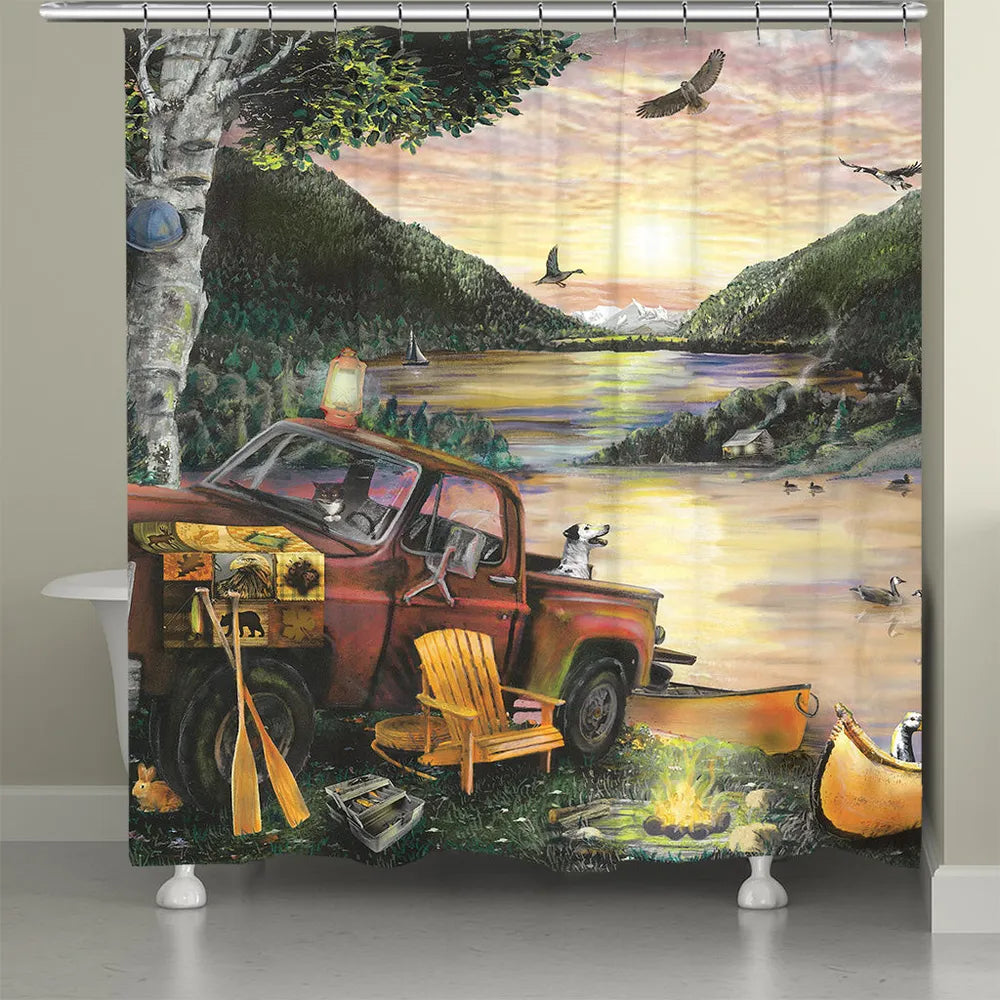 Sunset Lake Shower Curtain