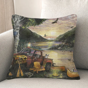 Sunset Lake Indoor Woven Decorative Pillow