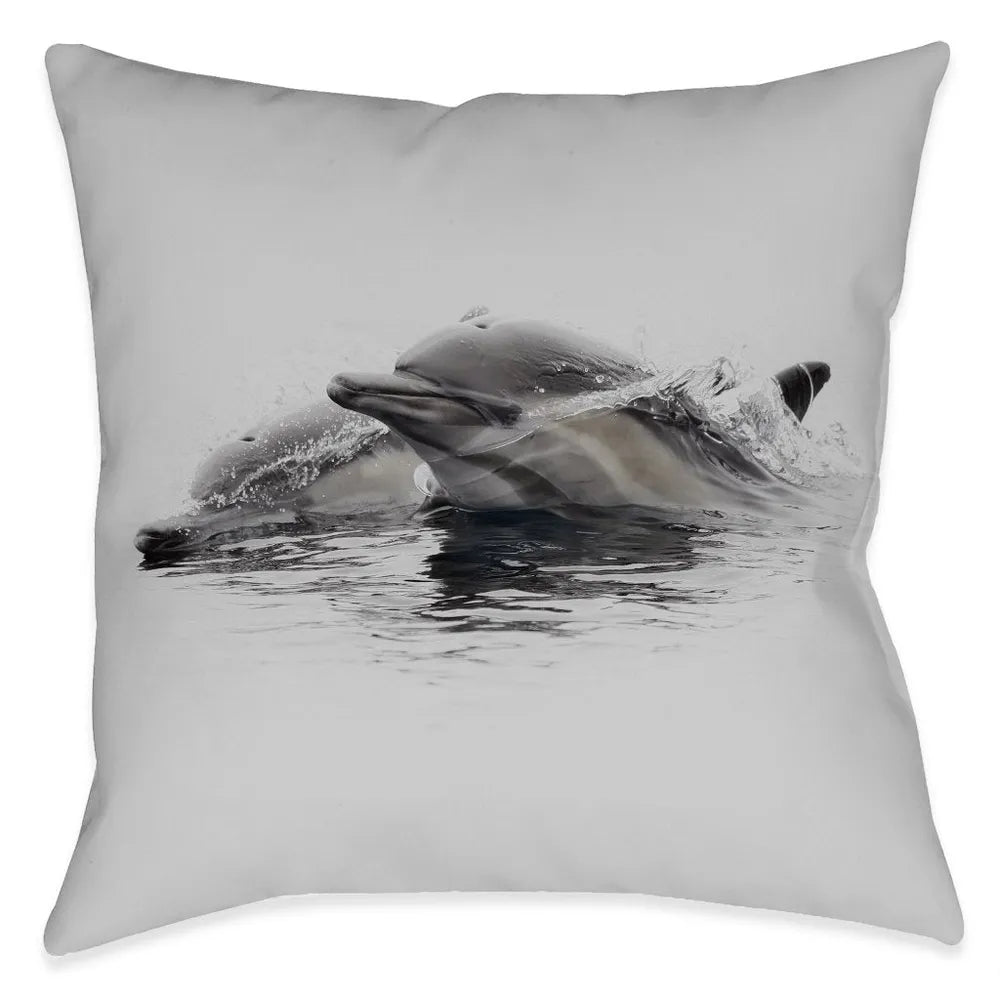 Swimming Dolphins Outdoor Decorative Pillow