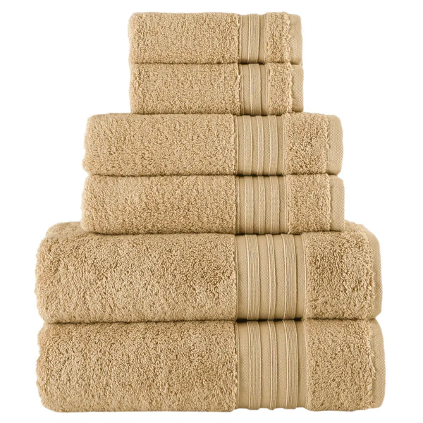 Camel Turkish Spa Collection 6-pc Cotton Towel Set - Laural Home