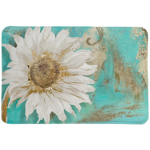 Teal Floral Memory Foam Rug