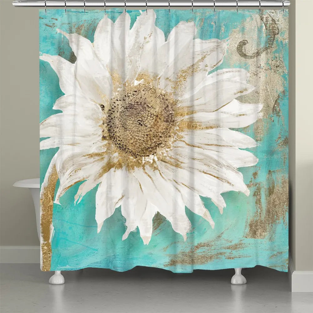 Teal Floral Shower Curtain