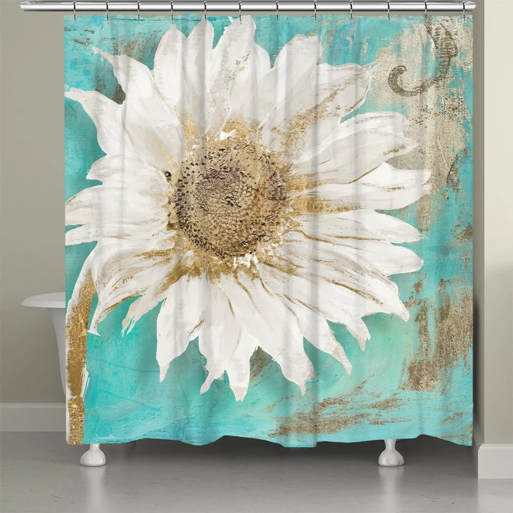 Teal Floral Shower Curtain