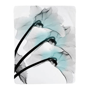 Blue Orchid X-Ray Flowers Sherpa Throw Blanket 