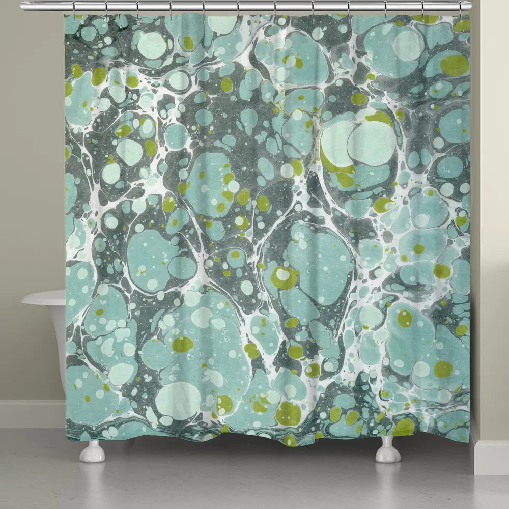 Dusty Teal Marble Shower Curtain