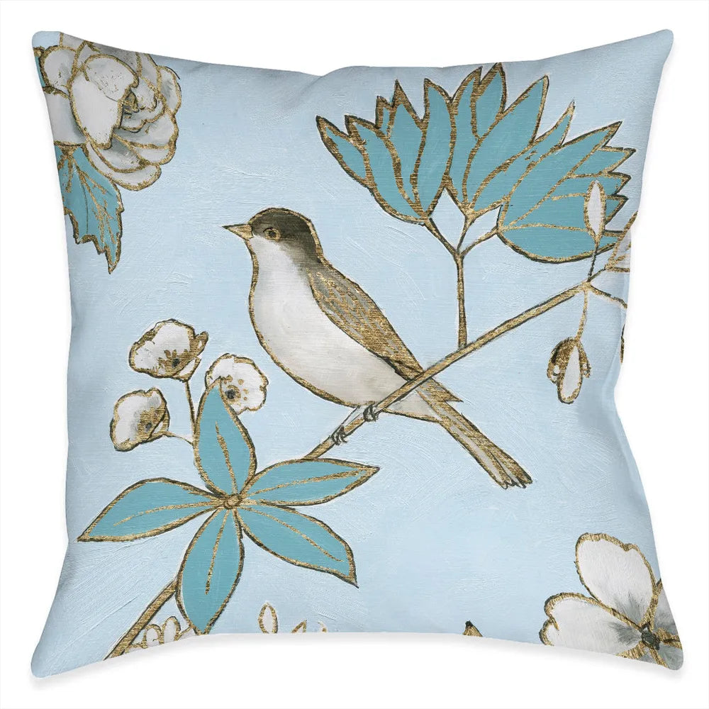 Toile Bird Outdoor Decorative Pillow