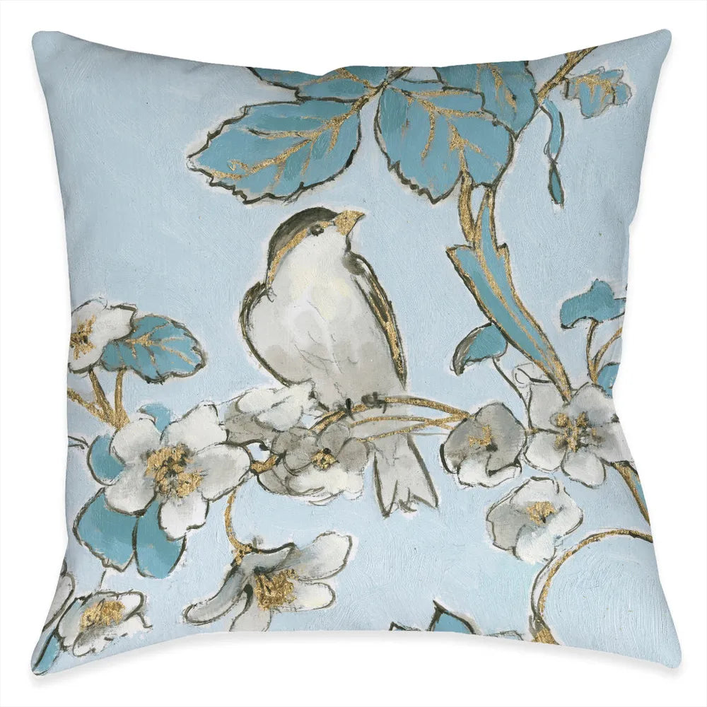 Toile Flower Bird Outdoor Decorative Pillow