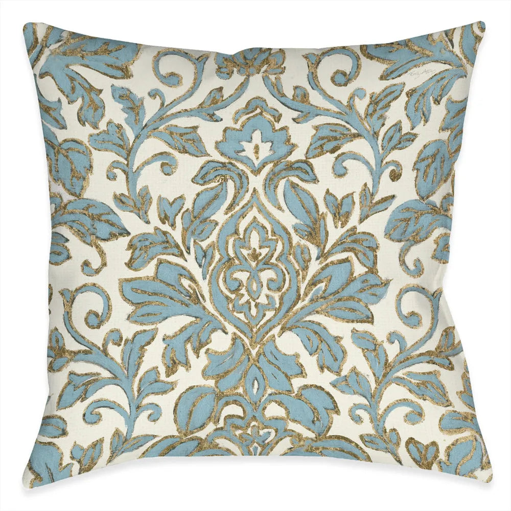 Antique Damask Outdoor Decorative Pillow