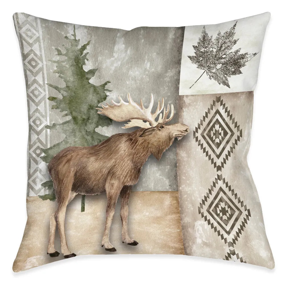 Trail Ridge Gray Moose Indoor Decorative Pillow
