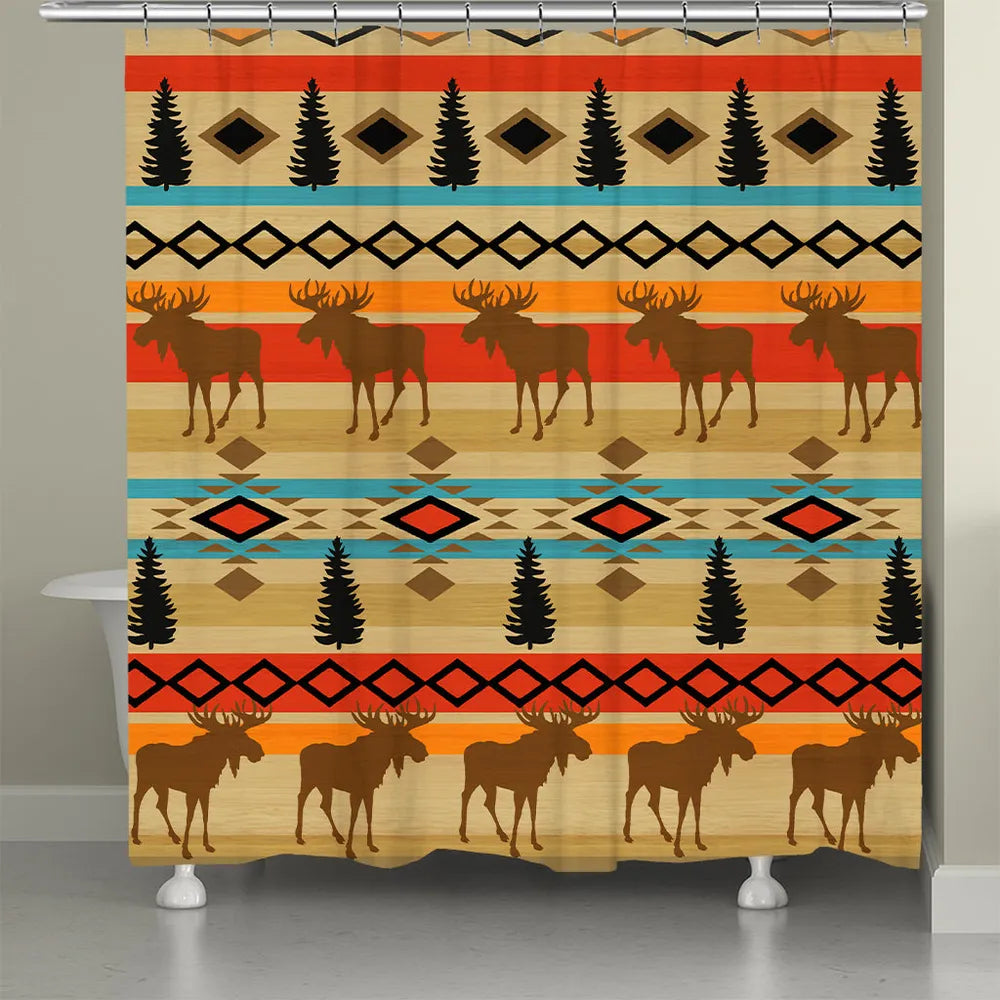 Tribal Lodge Moose Shower Curtain
