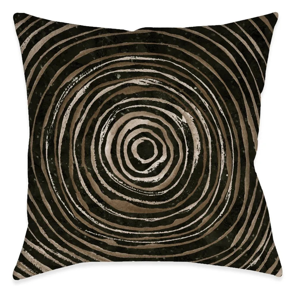 Tribal Texture Circle Dark Outdoor Decorative Pillow