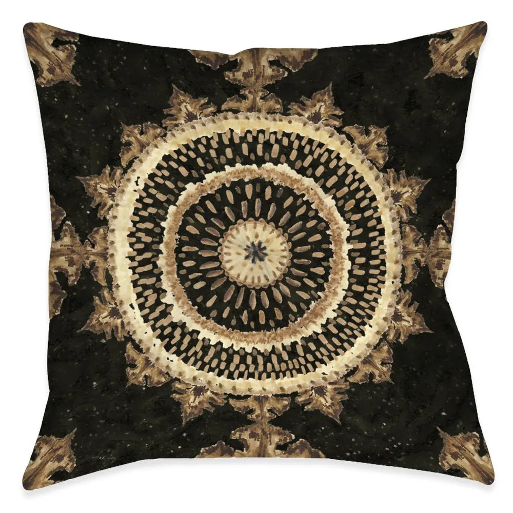 Tribal Texture Medaillon Dark Outdoor Decorative Pillow