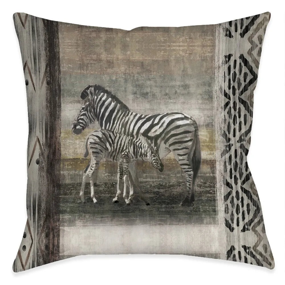 Tribal Zebras Outdoor Decorative Pillow