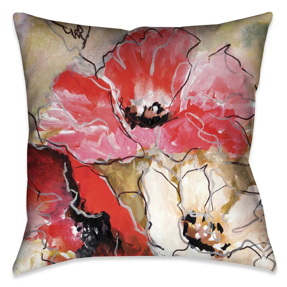 Triple Poppy Indoor Decorative Pillow