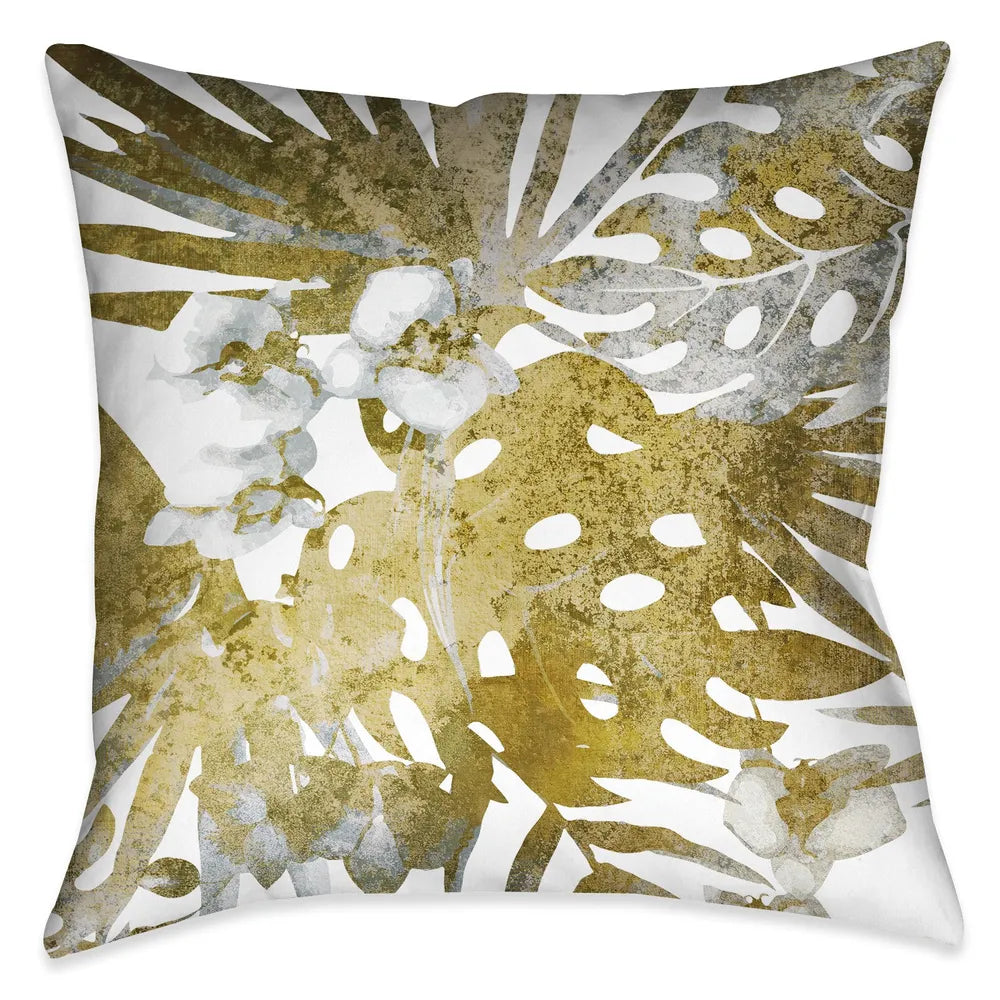 Gilded Tropical Bloom II Outdoor Decorative Pillow