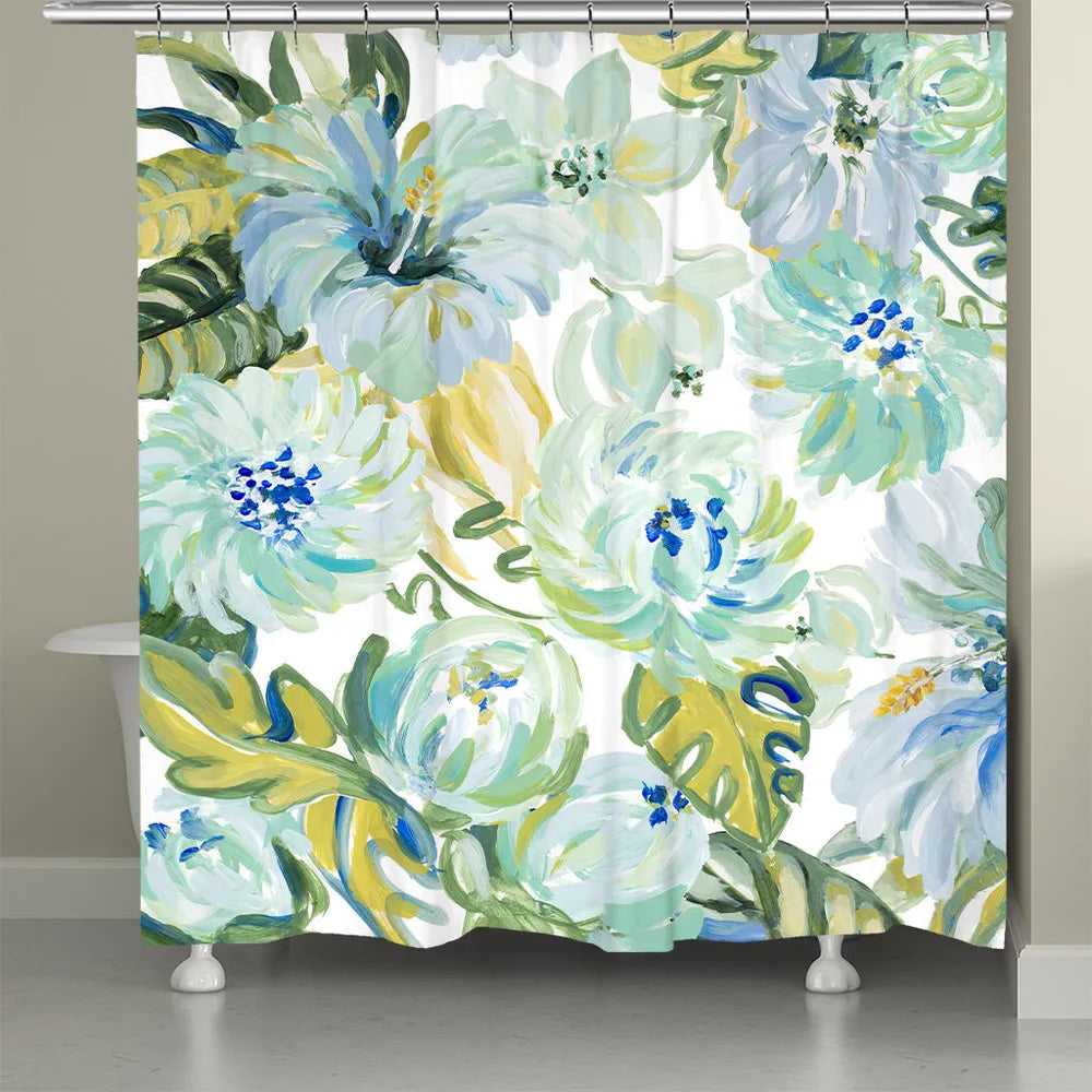 Tropical Floral Foliage Shower Curtain