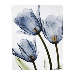 Blue Tulip Trio X-Ray Flowers Sherpa Throw Blanket 