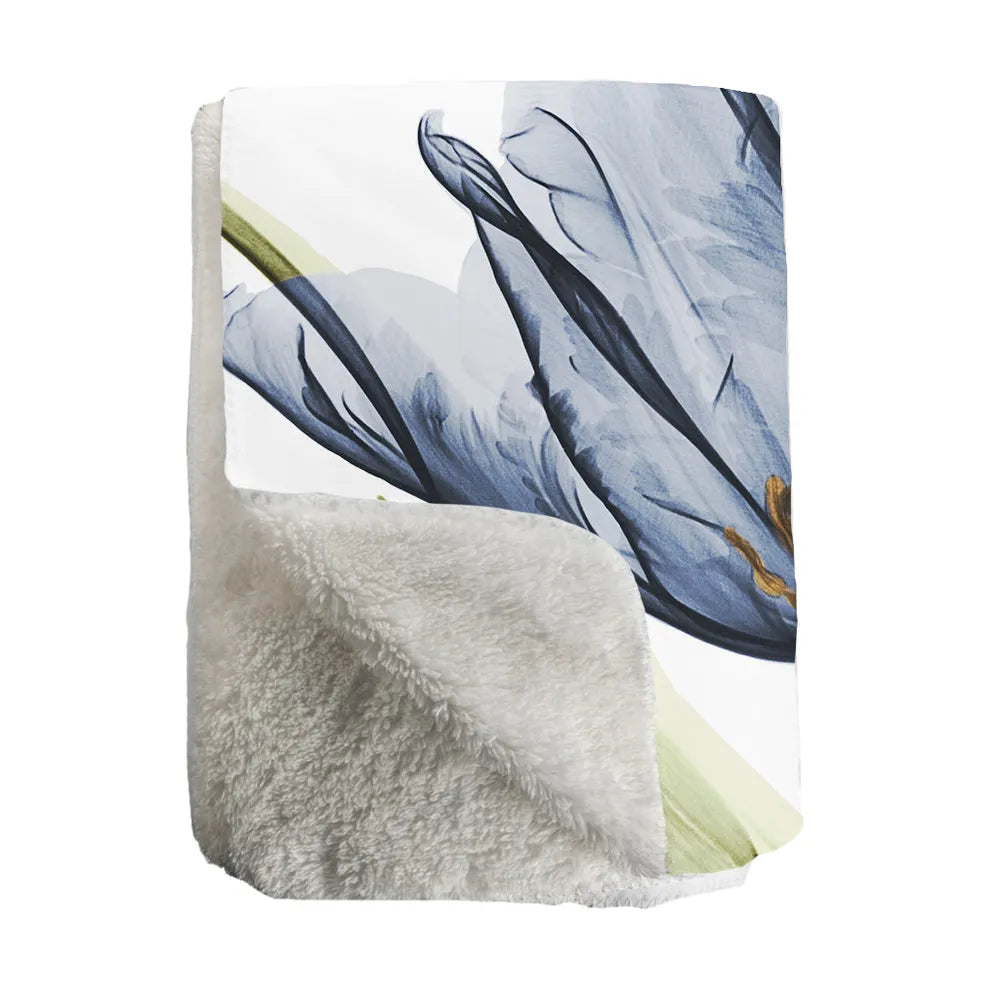 Blue Tulip Trio X-Ray Flowers Sherpa Throw Blanket 
