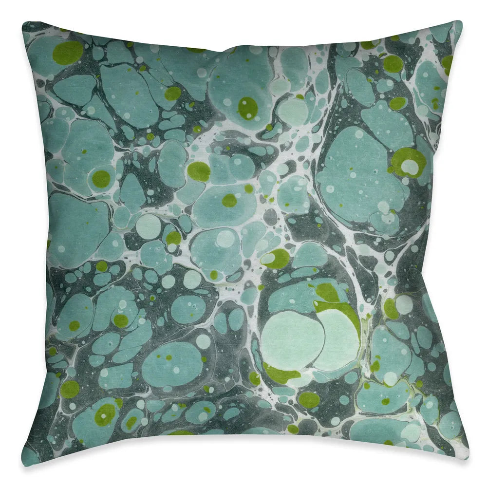Turquoise Marble I Outdoor Decorative Pillow